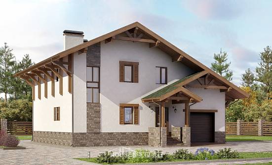 190-007-П Проект двухэтажного дома мансардой и гаражом, современный домик из кирпича Еманжелинск | Проекты домов от House Expert