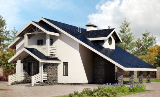 155-010-П Проект двухэтажного дома с мансардой, гараж, уютный дом из теплоблока Куса | Проекты домов от House Expert