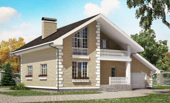 190-005-П Проект двухэтажного дома мансардой и гаражом, современный домик из бризолита Златоуст | Проекты домов от House Expert