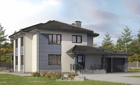 340-005-П Проект двухэтажного дома, гараж, большой дом из блока Еманжелинск | Проекты домов от House Expert