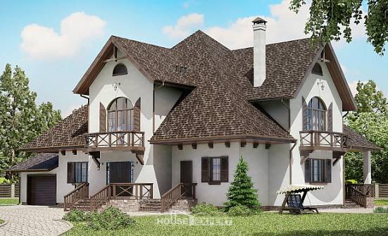 350-001-Л Проект двухэтажного дома с мансардой, гараж, просторный дом из арболита Куса | Проекты домов от House Expert