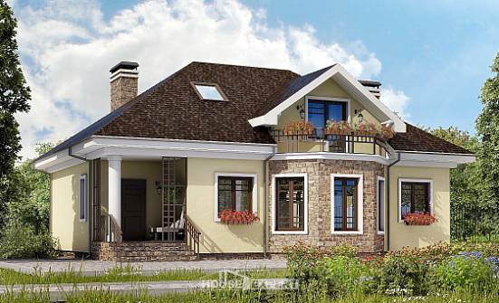 150-008-Л Проект двухэтажного дома с мансардой, бюджетный домик из газобетона Магнитогорск | Проекты домов от House Expert