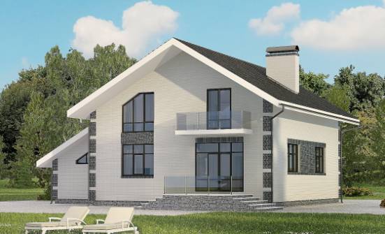 180-001-П Проект двухэтажного дома с мансардой, гараж, скромный домик из арболита Коркино | Проекты домов от House Expert