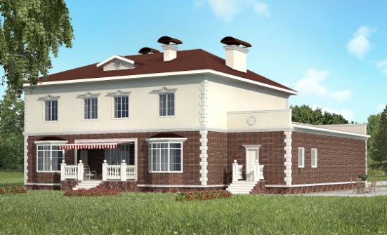 380-001-Л Проект двухэтажного дома и гаражом, большой домик из кирпича Магнитогорск | Проекты домов от House Expert