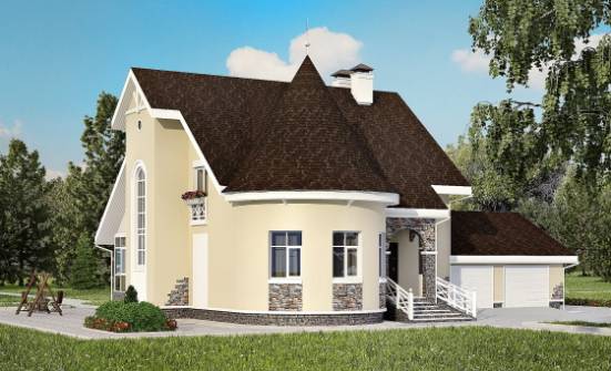 275-001-Л Проект двухэтажного дома с мансардой и гаражом, большой дом из кирпича Бакал | Проекты домов от House Expert