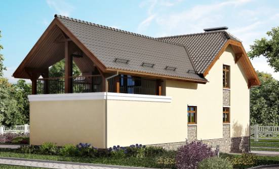 255-003-П Проект трехэтажного дома с мансардным этажом и гаражом, простой домик из газосиликатных блоков Бакал | Проекты домов от House Expert
