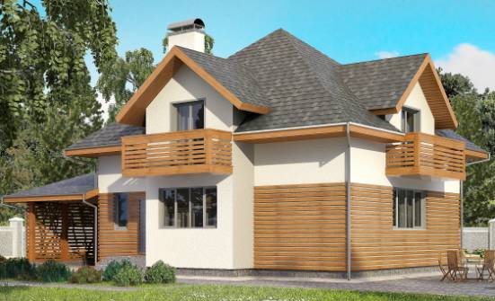 155-004-П Проект двухэтажного дома мансардой, гараж, уютный дом из газобетона Копейск | Проекты домов от House Expert