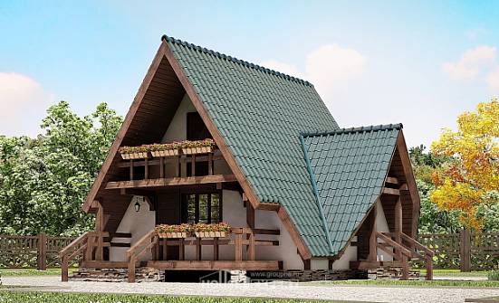070-003-П Проект двухэтажного дома с мансардой, простой загородный дом из дерева Троицк | Проекты домов от House Expert