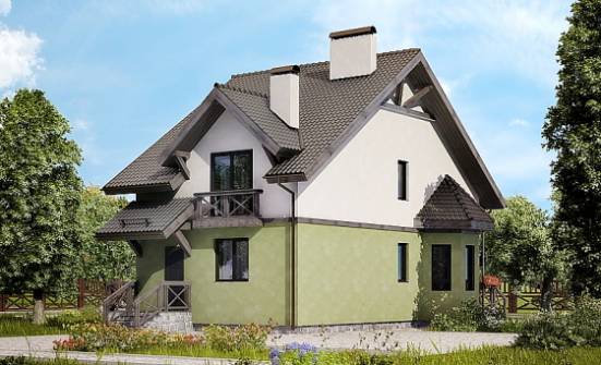 120-003-П Проект двухэтажного дома с мансардой, компактный загородный дом из керамзитобетонных блоков Аша | Проекты домов от House Expert