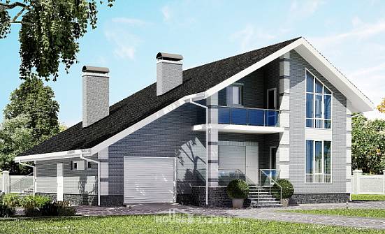 190-006-Л Проект двухэтажного дома с мансардным этажом и гаражом, классический домик из газосиликатных блоков Юрюзань | Проекты домов от House Expert