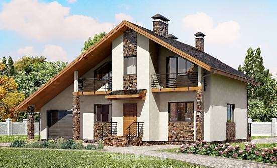 180-008-Л Проект двухэтажного дома мансардой, гараж, простой загородный дом из газосиликатных блоков Копейск | Проекты домов от House Expert