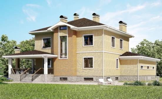 350-002-Л Проект трехэтажного дома, гараж, красивый домик из кирпича Снежинск | Проекты домов от House Expert
