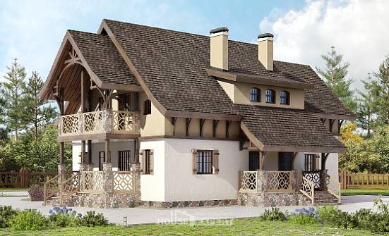 180-014-Л Проект двухэтажного дома с мансардой, красивый загородный дом из бризолита Снежинск | Проекты домов от House Expert