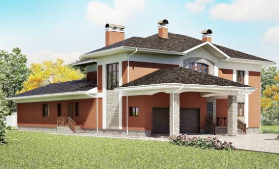 400-002-Л Проект двухэтажного дома и гаражом, огромный домик из кирпича Юрюзань | Проекты домов от House Expert