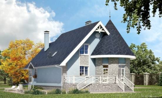 170-003-П Проект двухэтажного дома мансардой, уютный домик из блока Снежинск | Проекты домов от House Expert