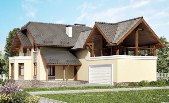 255-003-П Проект трехэтажного дома с мансардным этажом и гаражом, простой домик из газосиликатных блоков Бакал | Проекты домов от House Expert