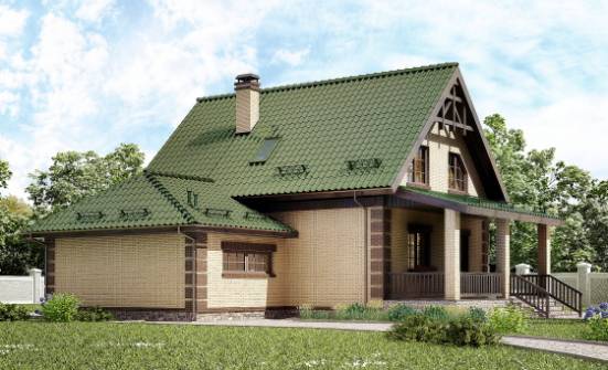 160-007-П Проект двухэтажного дома с мансардным этажом и гаражом, компактный домик из блока Троицк | Проекты домов от House Expert