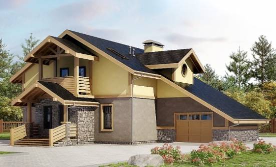 180-011-П Проект двухэтажного дома мансардой, гараж, современный домик из газобетона Озёрск | Проекты домов от House Expert