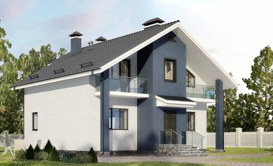 150-005-П Проект двухэтажного дома мансардный этаж, экономичный домик из арболита Коркино | Проекты домов от House Expert