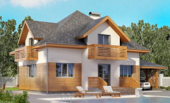155-004-П Проект двухэтажного дома мансардой, гараж, уютный дом из газобетона Копейск | Проекты домов от House Expert