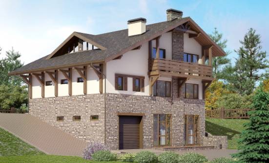 305-002-Л Проект трехэтажного дома мансардный этаж, просторный домик из кирпича Копейск | Проекты домов от House Expert