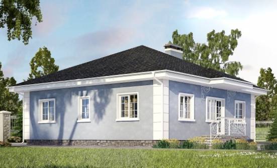 100-001-П Проект одноэтажного дома, экономичный коттедж из пеноблока Магнитогорск | Проекты одноэтажных домов от House Expert