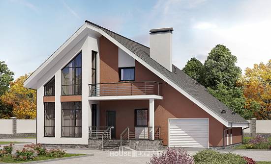200-007-П Проект двухэтажного дома мансардный этаж, гараж, красивый домик из теплоблока Аша | Проекты домов от House Expert