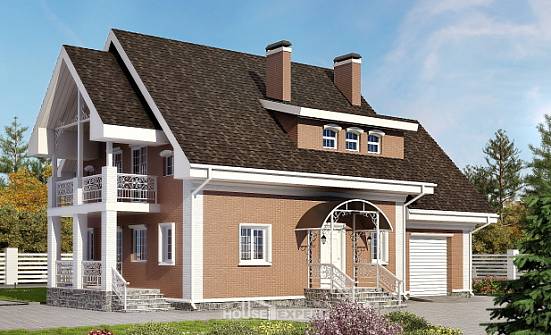 185-003-П Проект двухэтажного дома с мансардой, гараж, современный дом из теплоблока Юрюзань | Проекты домов от House Expert