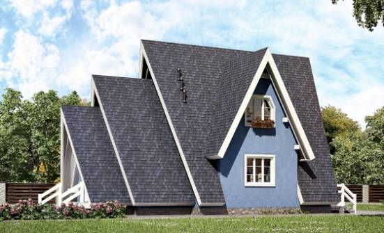 100-002-П Проект двухэтажного дома с мансардой, классический загородный дом из бревен Троицк | Проекты домов от House Expert