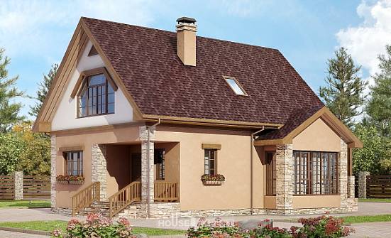 140-002-П Проект двухэтажного дома мансардой, экономичный загородный дом из арболита Усть-Катав | Проекты домов от House Expert