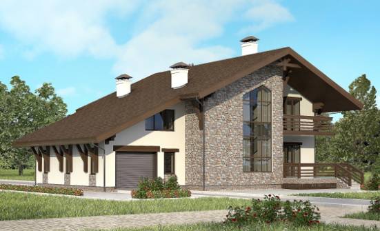 280-001-П Проект двухэтажного дома мансардой, гараж, классический дом из кирпича Куса | Проекты домов от House Expert