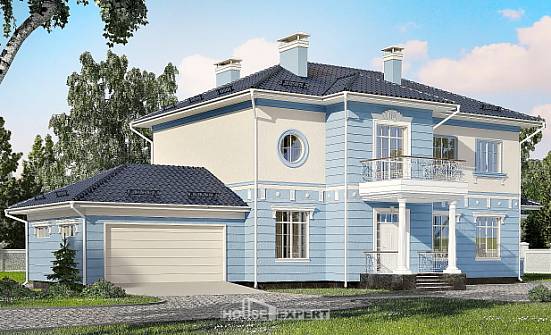 285-003-Л Проект двухэтажного дома и гаражом, огромный загородный дом из кирпича Катав-Ивановск | Проекты домов от House Expert