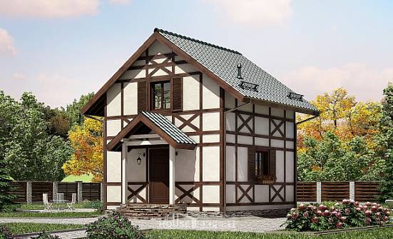 060-002-П Проект двухэтажного дома мансардой, крохотный дом из бревен Кыштым | Проекты домов от House Expert