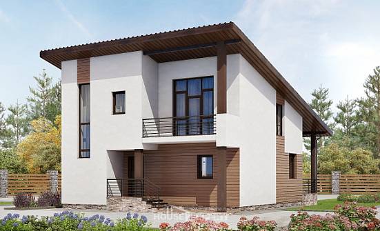 140-005-П Проект двухэтажного дома мансардой, современный домик из газобетона Бакал | Проекты домов от House Expert