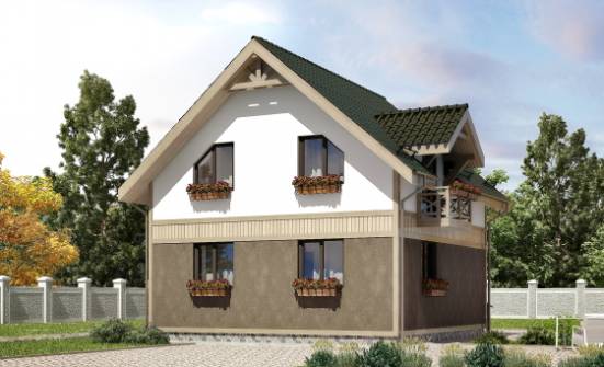 105-001-Л Проект двухэтажного дома с мансардой, небольшой загородный дом из газосиликатных блоков Снежинск | Проекты домов от House Expert