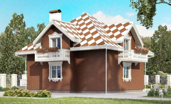 155-003-Л Проект двухэтажного дома с мансардным этажом, гараж, недорогой коттедж из газобетона Озёрск | Проекты домов от House Expert