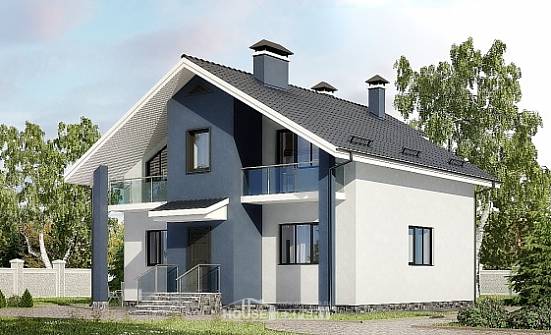 150-005-П Проект двухэтажного дома мансардный этаж, экономичный домик из арболита Коркино | Проекты домов от House Expert