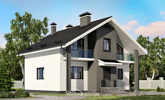 150-005-Л Проект двухэтажного дома с мансардным этажом, бюджетный коттедж из теплоблока Троицк | Проекты домов от House Expert