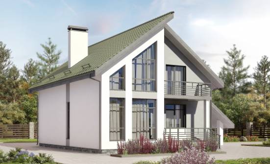 170-009-Л Проект двухэтажного дома с мансардой, гараж, уютный домик из теплоблока Южноуральск | Проекты домов от House Expert