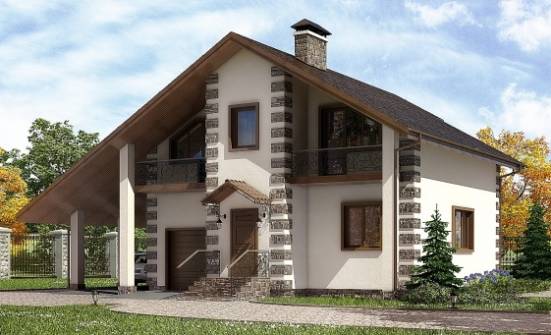 150-003-Л Проект двухэтажного дома мансардой и гаражом, бюджетный коттедж из бревен Бакал | Проекты домов от House Expert
