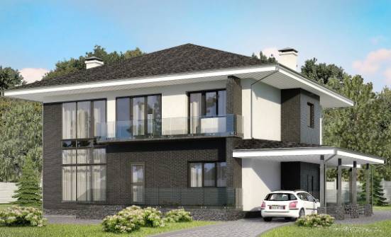 245-002-П Проект двухэтажного дома, гараж, просторный загородный дом из арболита Юрюзань | Проекты домов от House Expert