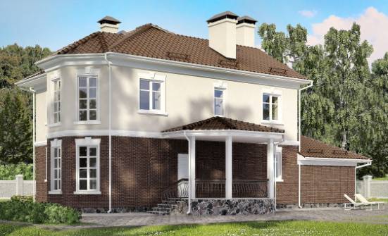 190-002-Л Проект двухэтажного дома, гараж, классический домик из бризолита Трёхгорный | Проекты домов от House Expert