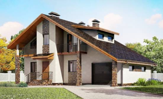 180-008-П Проект двухэтажного дома мансардой и гаражом, простой дом из бризолита Сим | Проекты домов от House Expert