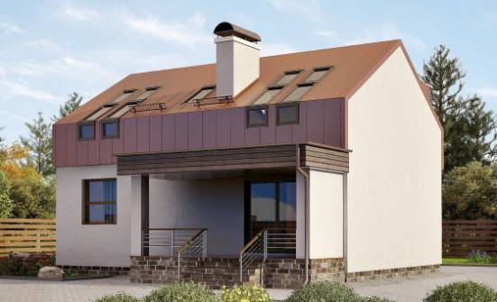 120-004-Л Проект двухэтажного дома с мансардой, компактный коттедж из твинблока Чебаркуль | Проекты домов от House Expert