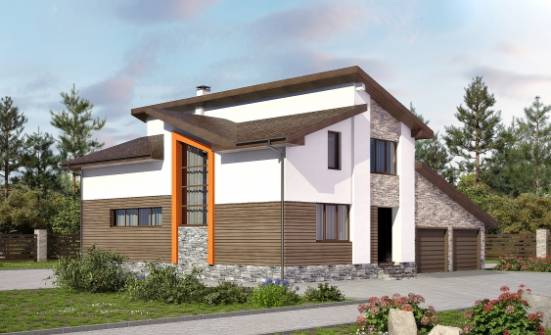 240-004-П Проект двухэтажного дома с мансардой, гараж, просторный дом из теплоблока Сатка | Проекты домов от House Expert