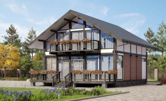 170-007-П Проект двухэтажного дома мансардой, бюджетный коттедж из бревен Чебаркуль | Проекты домов от House Expert
