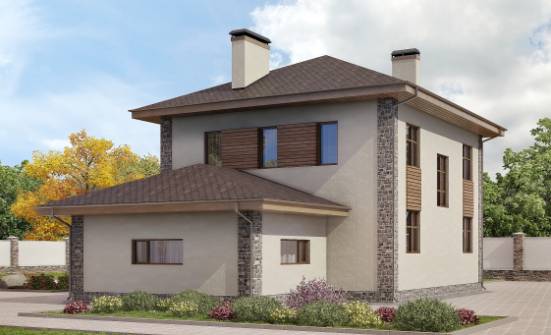 185-004-П Проект двухэтажного дома и гаражом, классический коттедж из арболита Снежинск | Проекты домов от House Expert