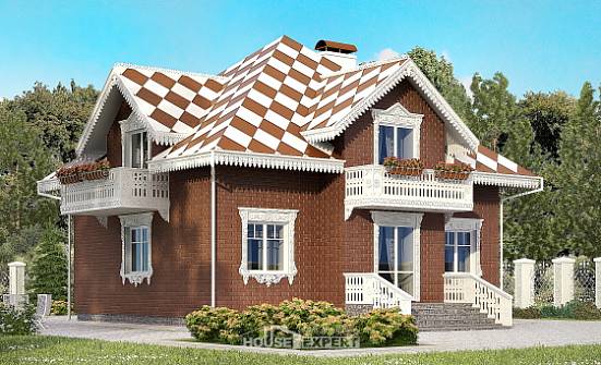 155-003-Л Проект двухэтажного дома с мансардным этажом, гараж, недорогой коттедж из газобетона Озёрск | Проекты домов от House Expert