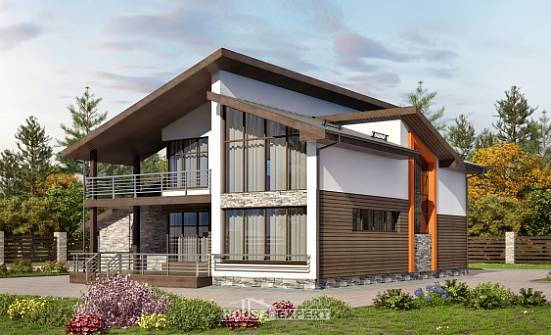 200-010-П Проект двухэтажного дома с мансардой и гаражом, простой дом из керамзитобетонных блоков Касли | Проекты домов от House Expert
