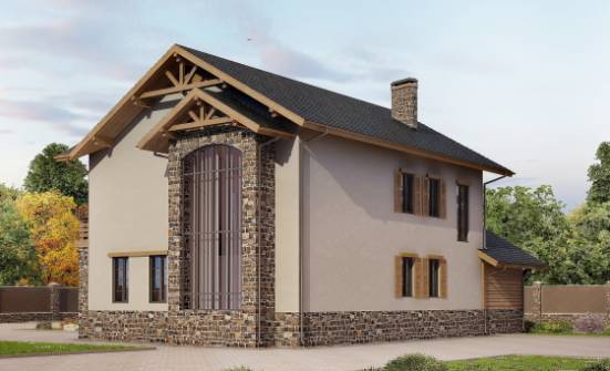200-005-Л Проект двухэтажного дома и гаражом, красивый загородный дом из арболита Куса | Проекты домов от House Expert
